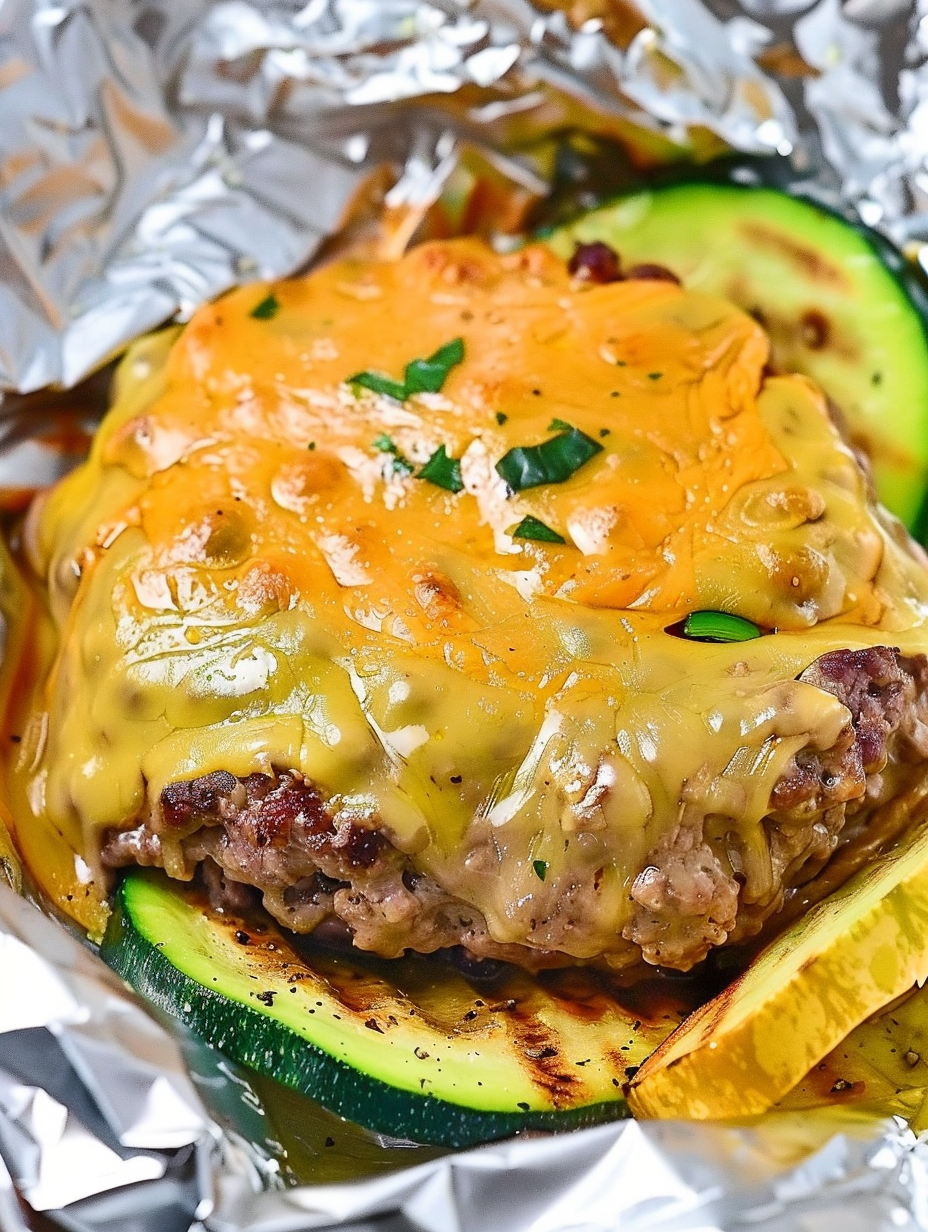 Keto cheeseburger foil packet fresh out of the air fryer