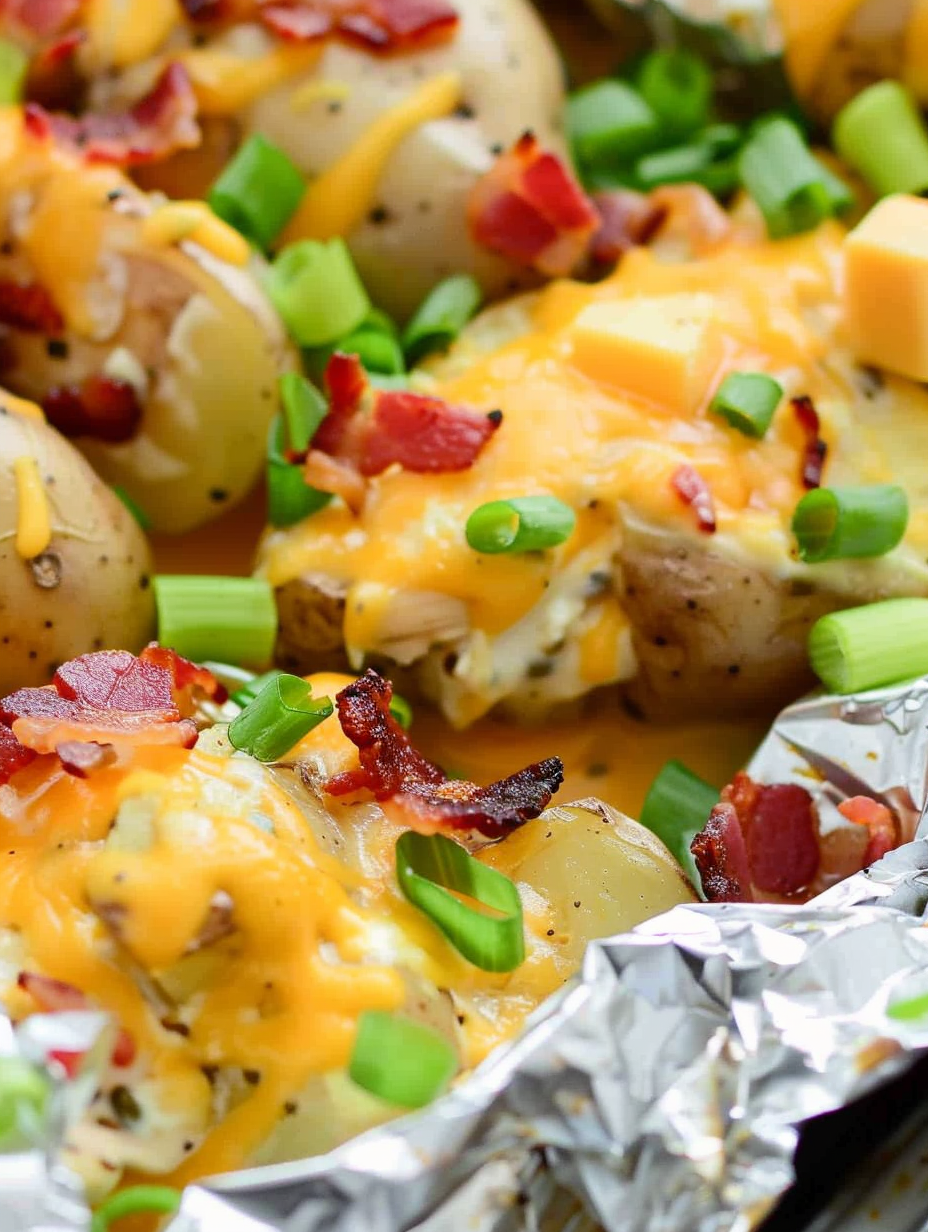 Foil packs baking on a sheet