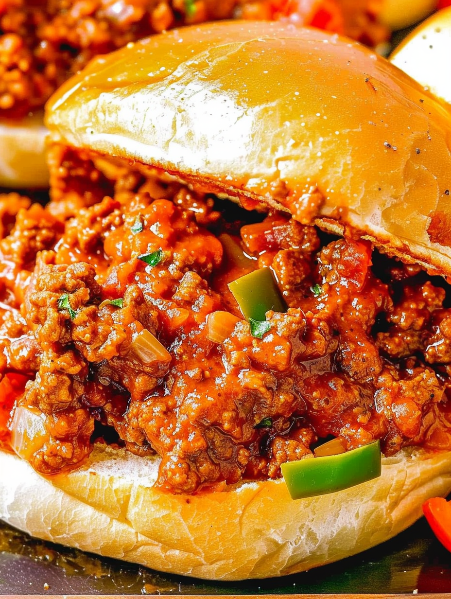 Served Sloppy Joes on buns ready to eat