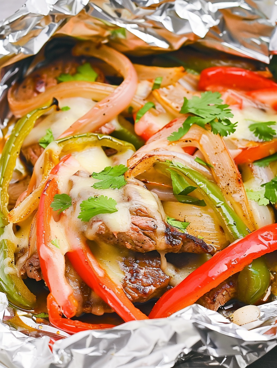 Two sealed foil packets on a baking sheet ready to cook