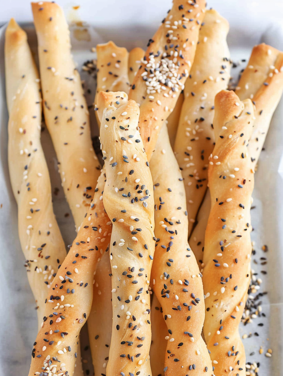 Hand stretching a breadstick before baking