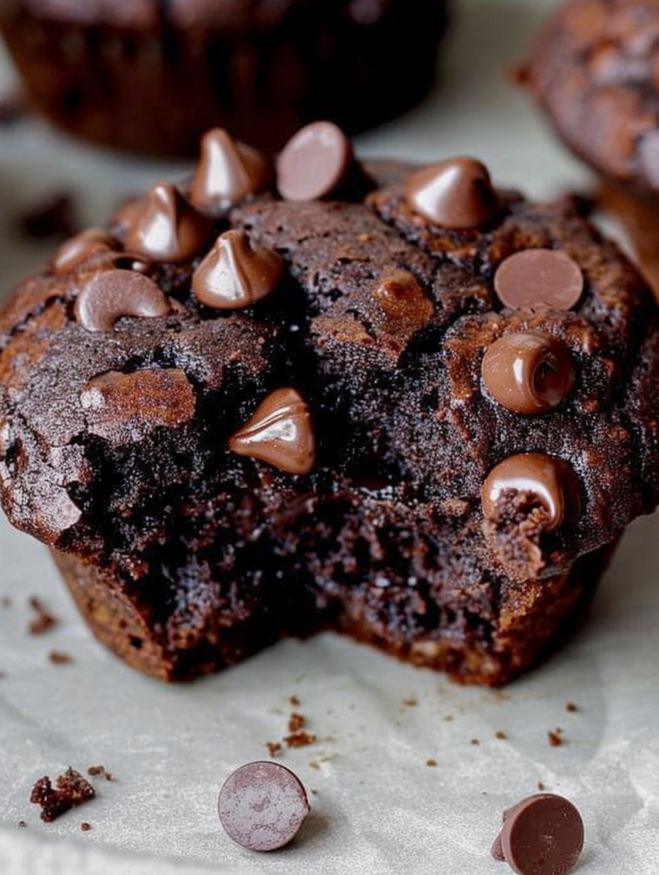 Vegan chocolate muffins cooling on a rack