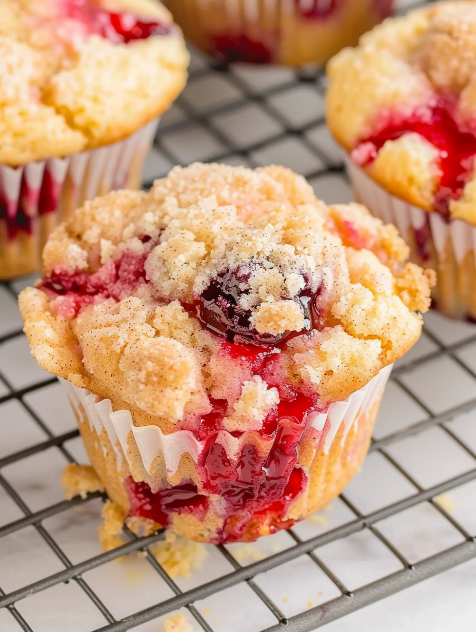 Cherry cobbler muffins fresh from the oven