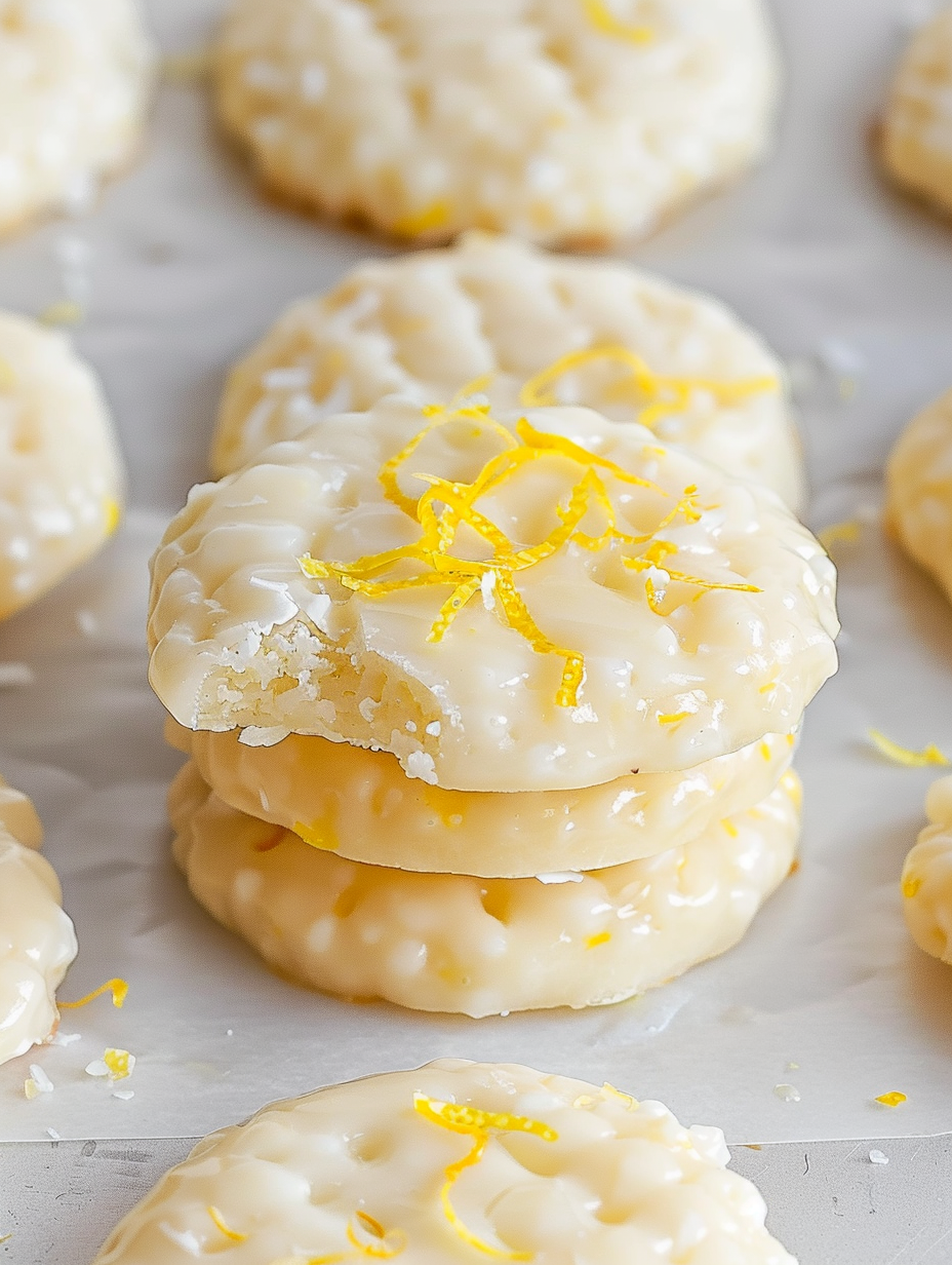 Close up of no bake lemon cookies