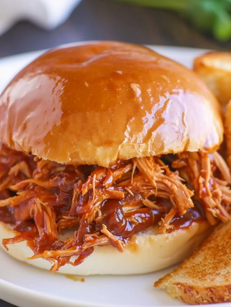 Pulled chicken sandwiches on a tray