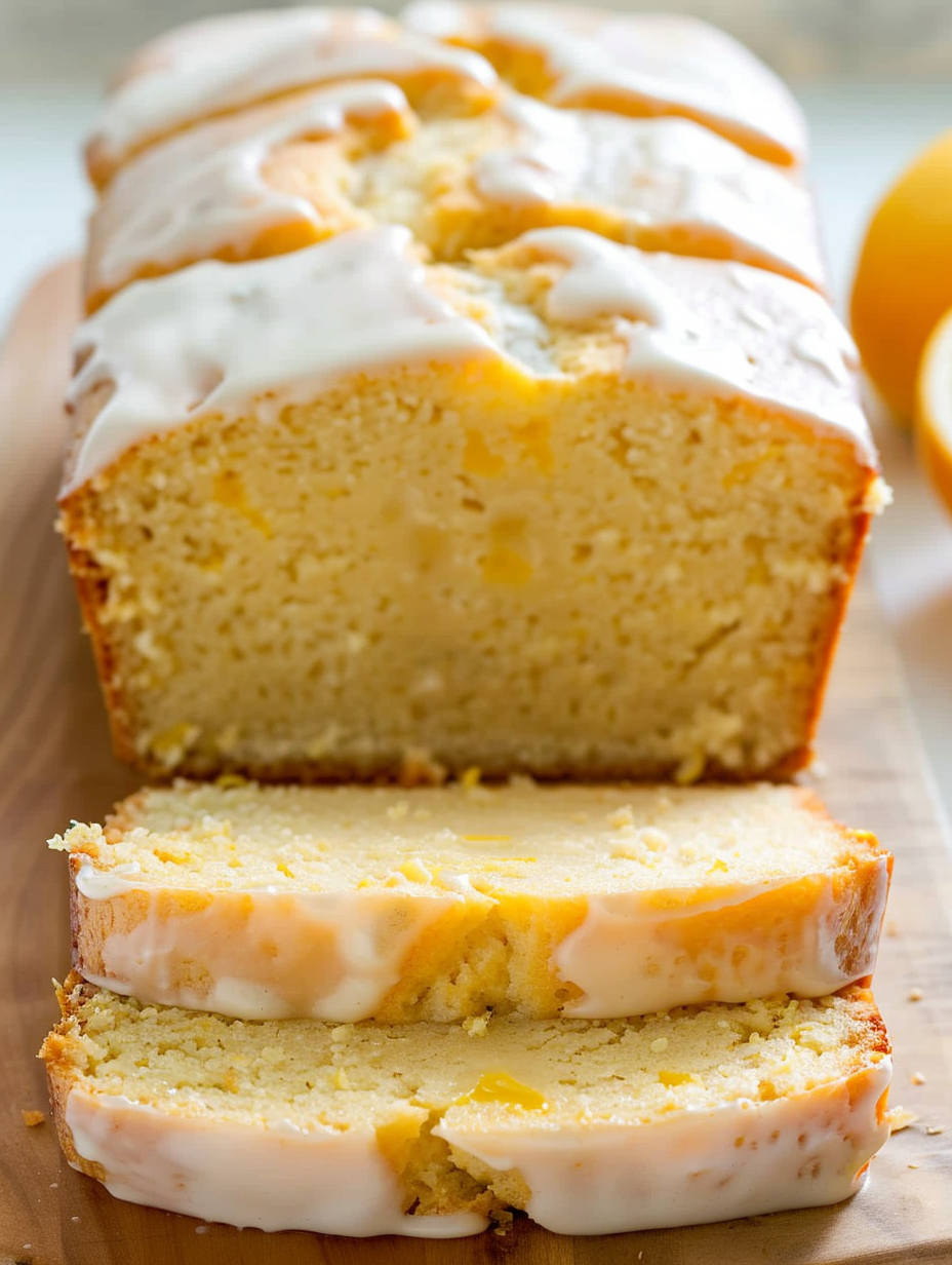 Keto lemon bread sliced on a plate