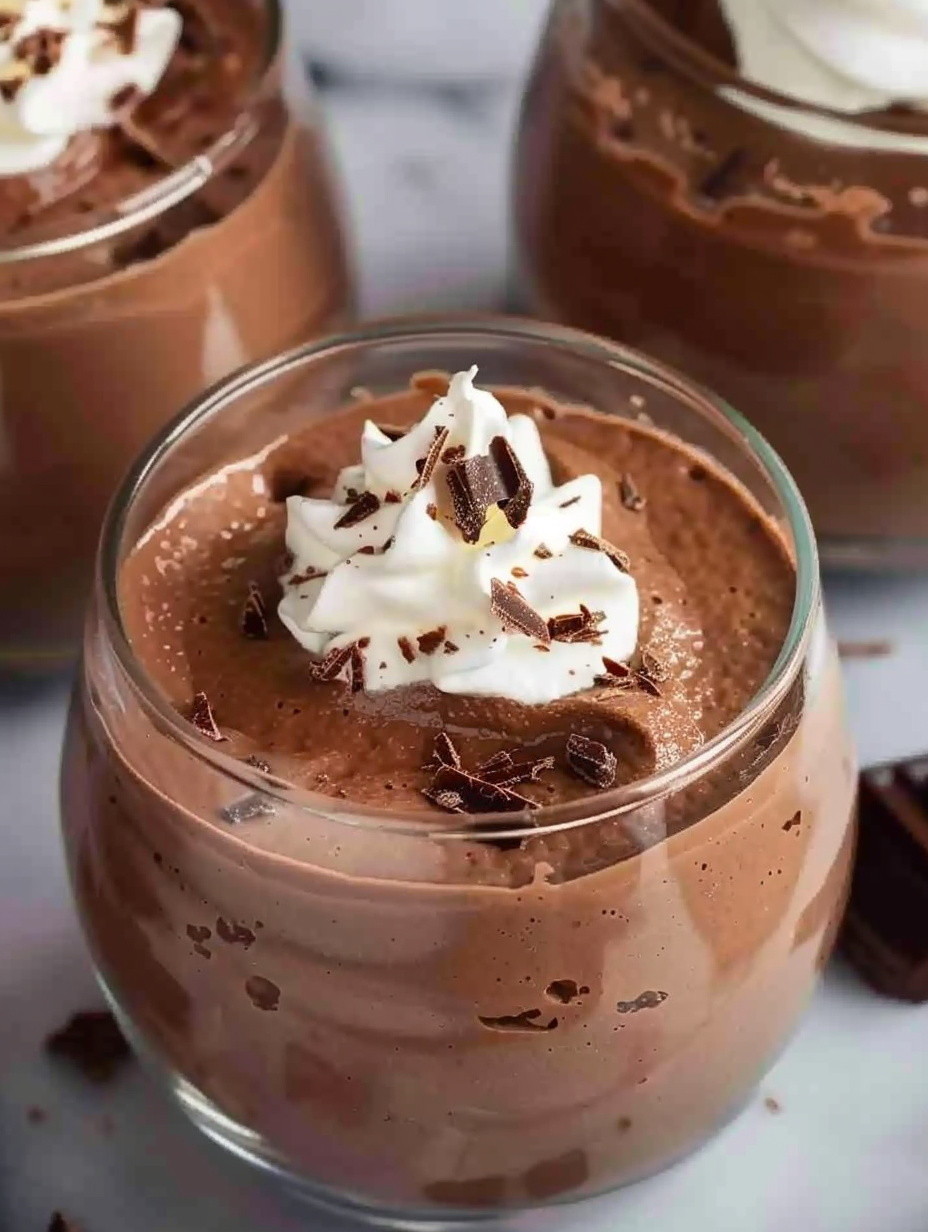 Mousse au chocolat in rounded glasses
