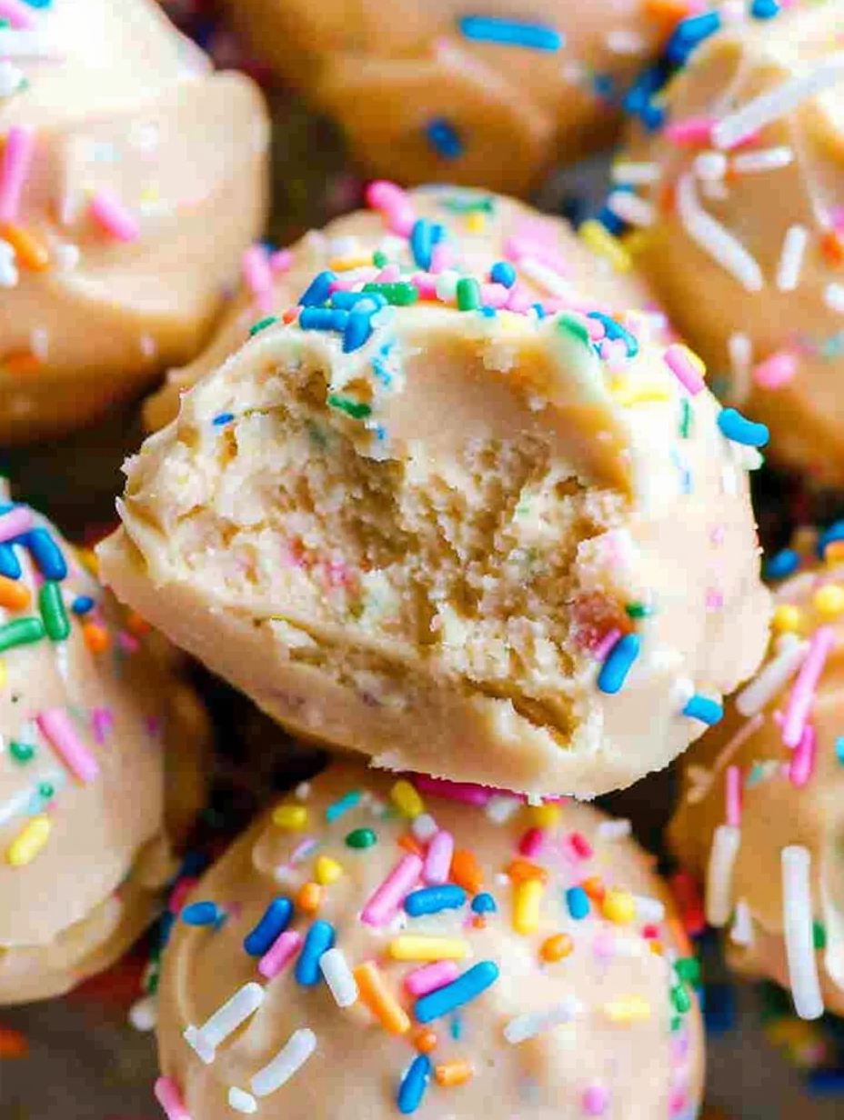 Finished birthday cake fat bombs on tray