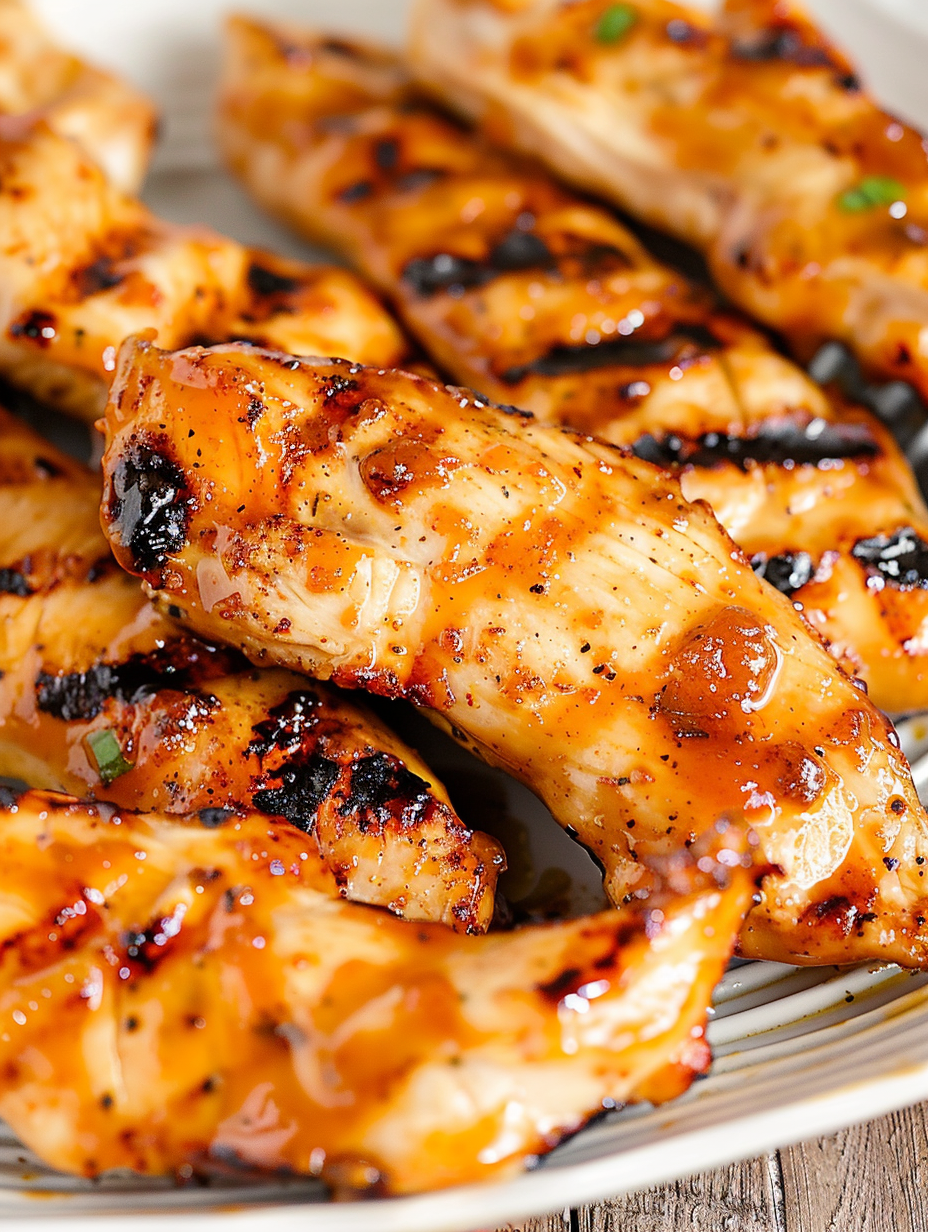 Grilled chicken tenders with glaze