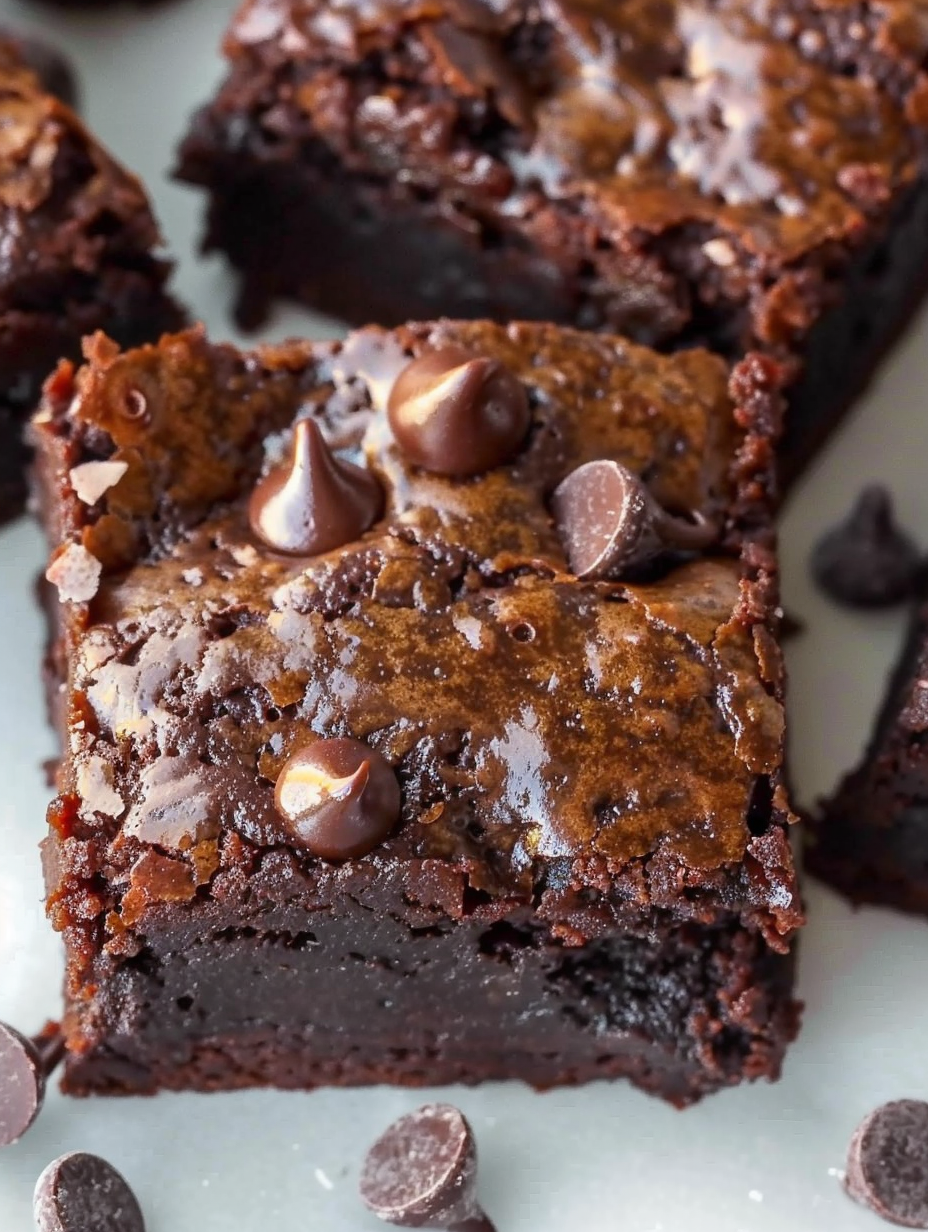 Individual almond flour brownies on a serving plate with berries