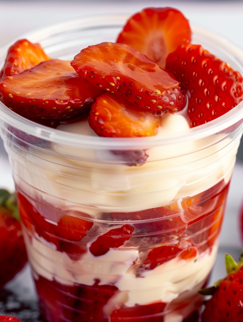 Fresh strawberries sliced in a bowl ready for crema con fresas