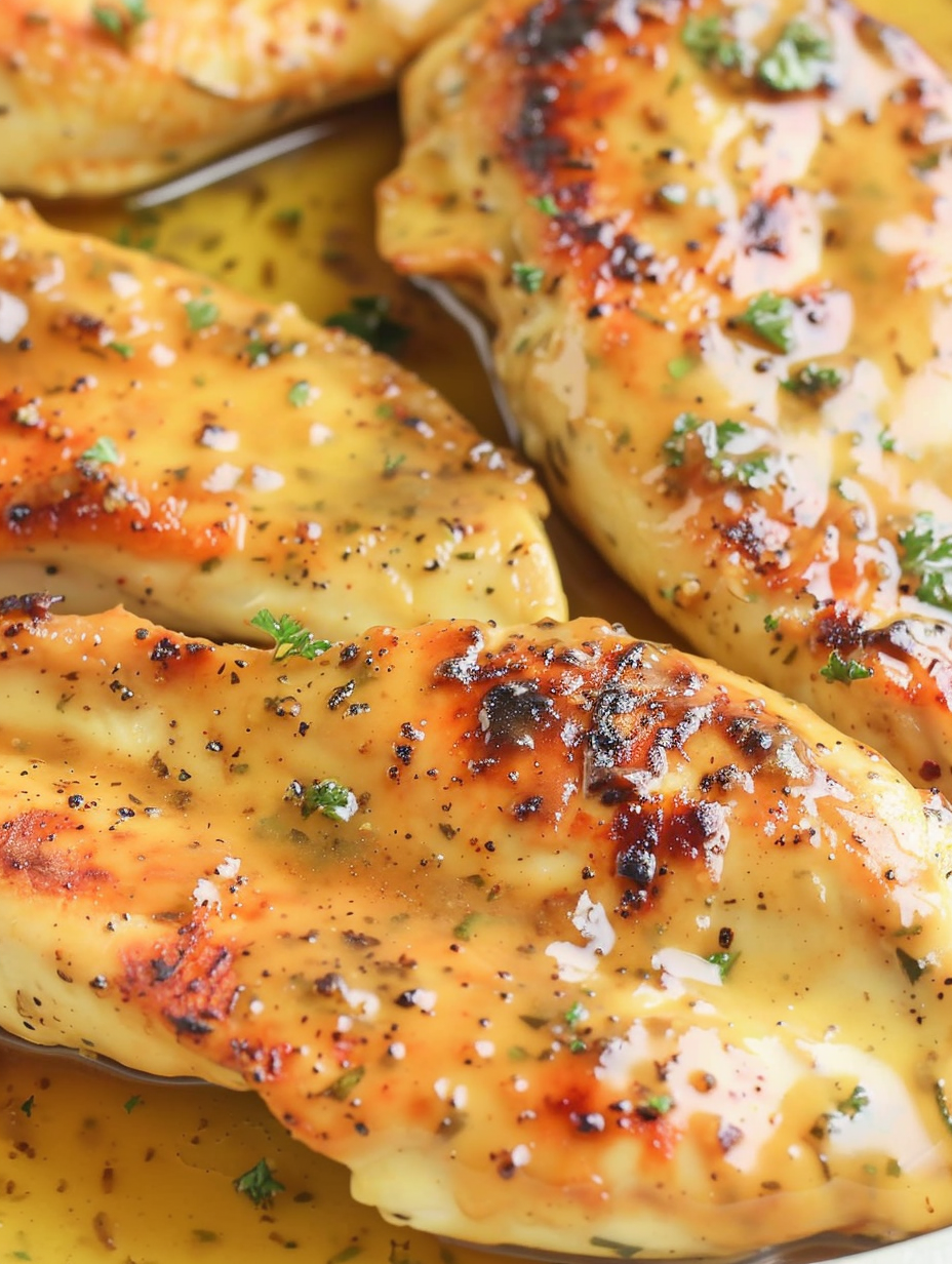 Chicken seasoned and searing in skillet