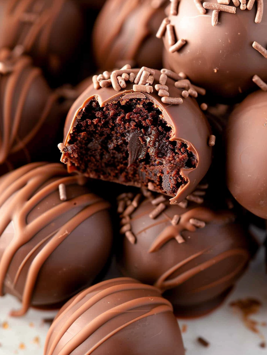 Tray of chocolate covered brownie balls