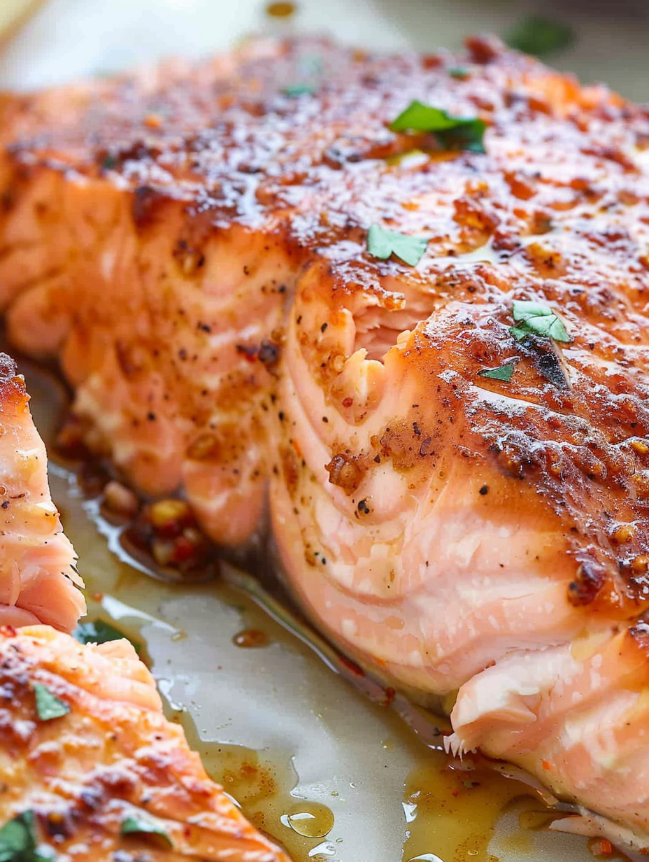 Air fryer salmon fillets on tray