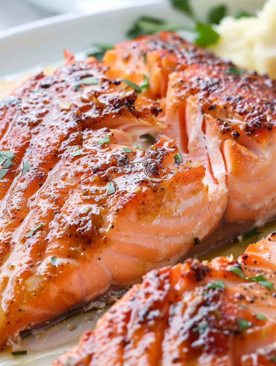 Close-up flaky salmon