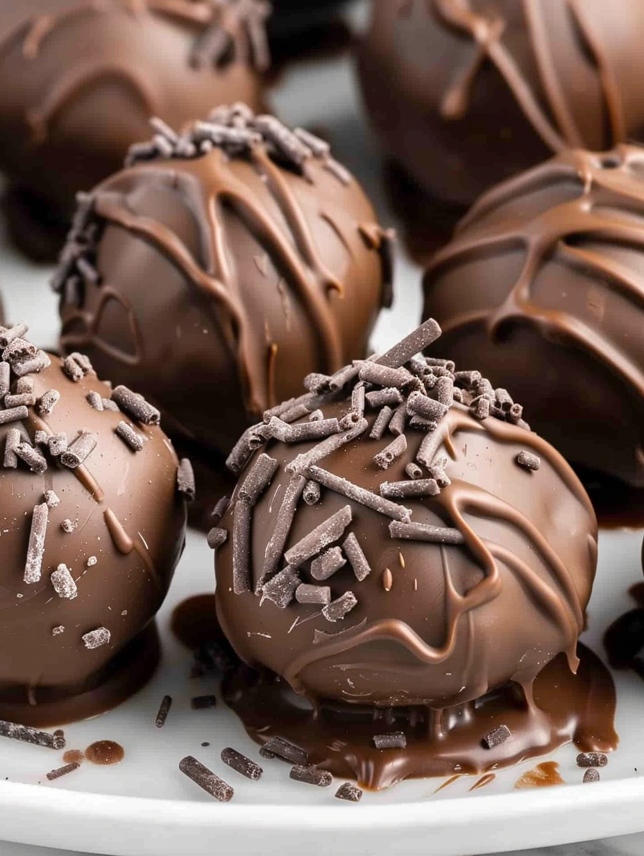Chocolate cheesecake truffles on parchment