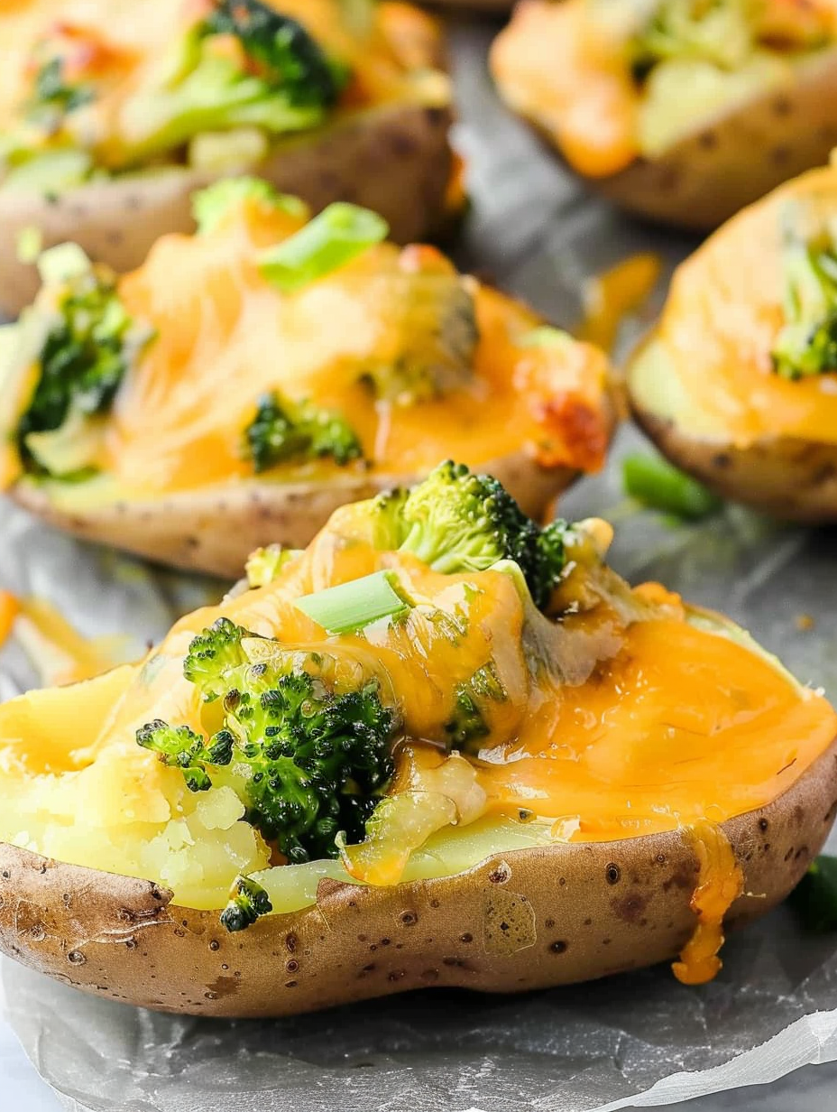 Close-up of a stuffed potato skin with sour cream and green onion