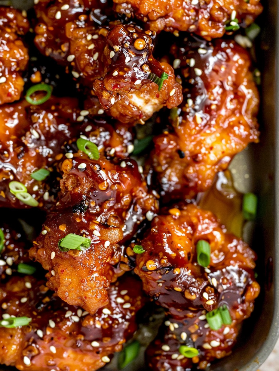 Close-up of honey gochujang sauce being spooned
