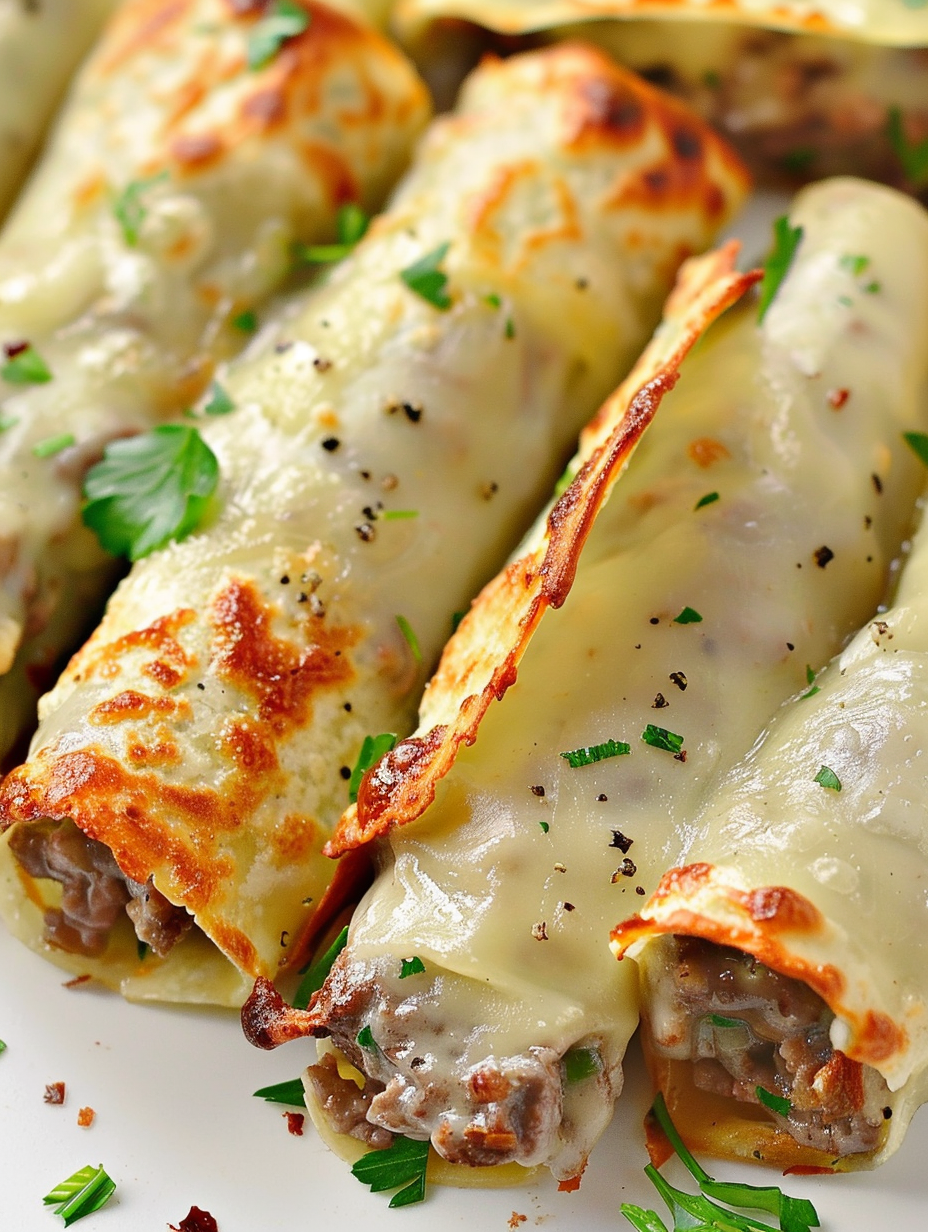 Sliced onion and bell pepper with ground beef in skillet