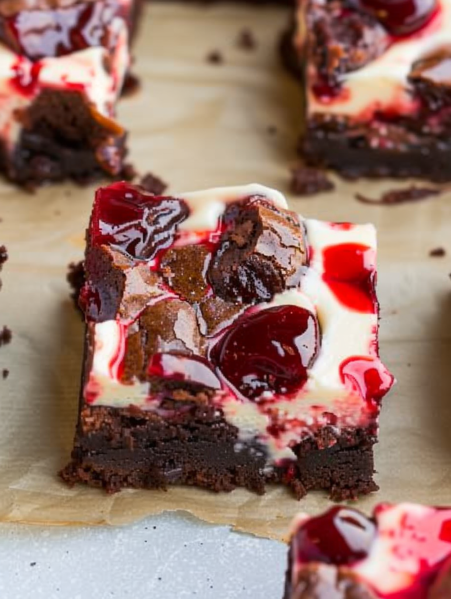 Cherry Cheesecake Brownies fresh from the oven
