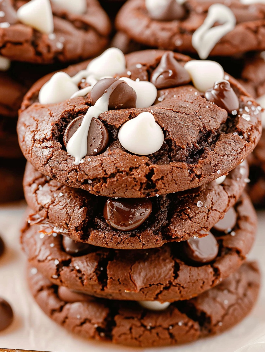 Tray of chocolate cookie dough balls ready to bake