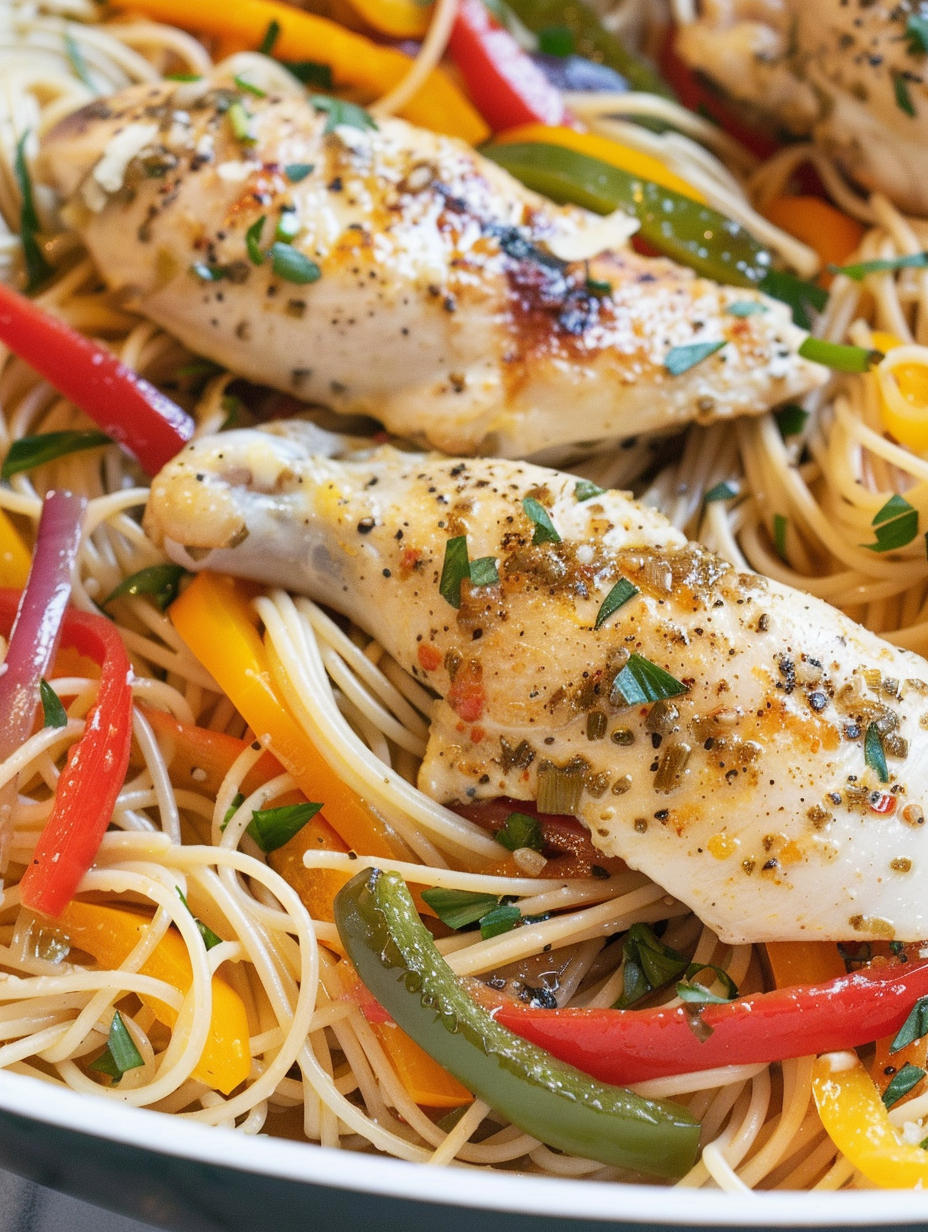 Plated chicken scampi with parsley garnish