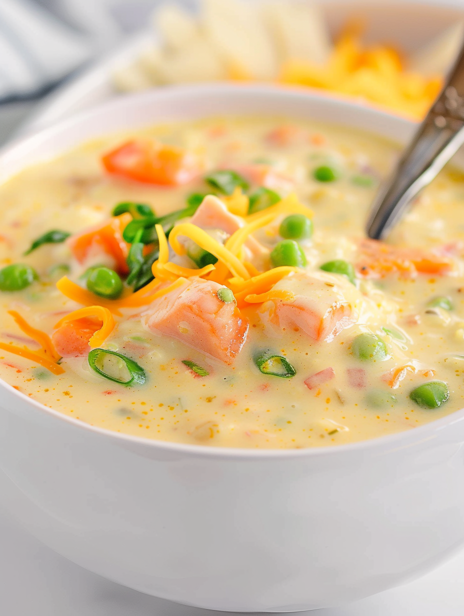 Curried sweet potato chowder in a bowl garnished with cheddar and green onions