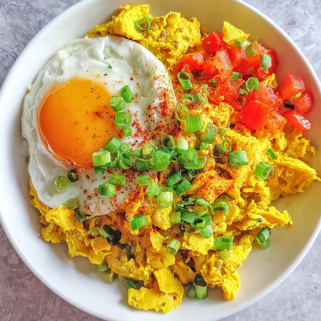 Vegan omelette filled with vegetables on a plate