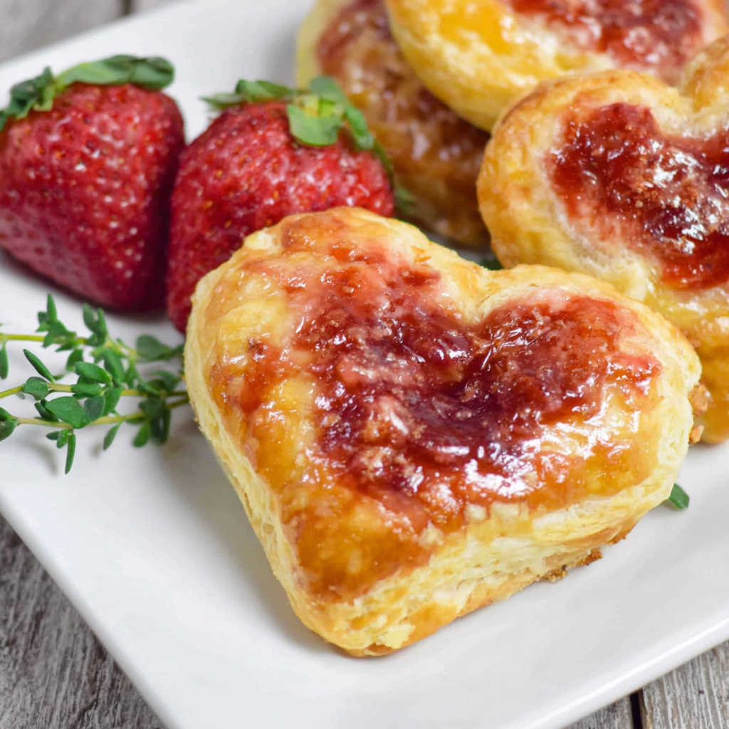 Strawberry Puff Pastry Hearts