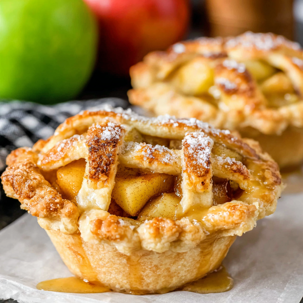 Mini apple pies fresh from oven