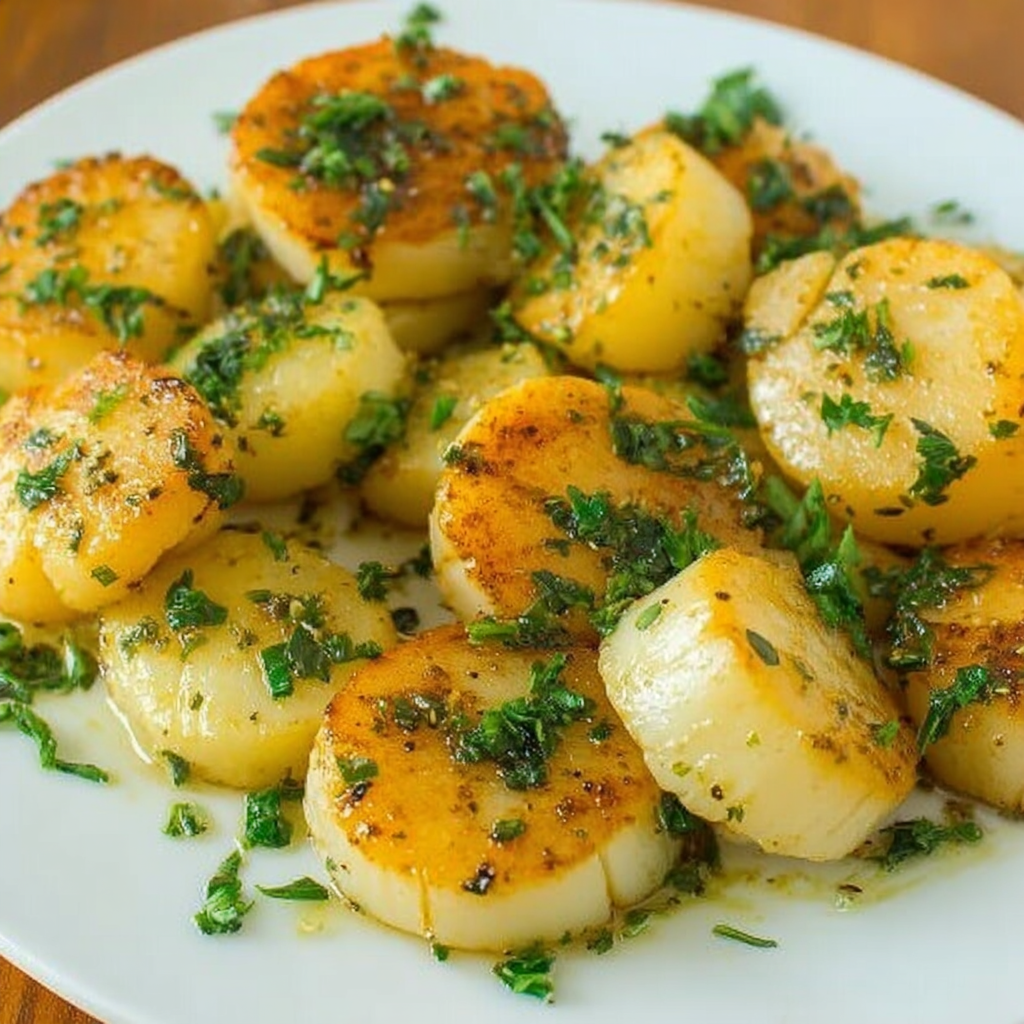 Vegan Scallops (Hearts of Palm Seared in White Wine & Garlic)