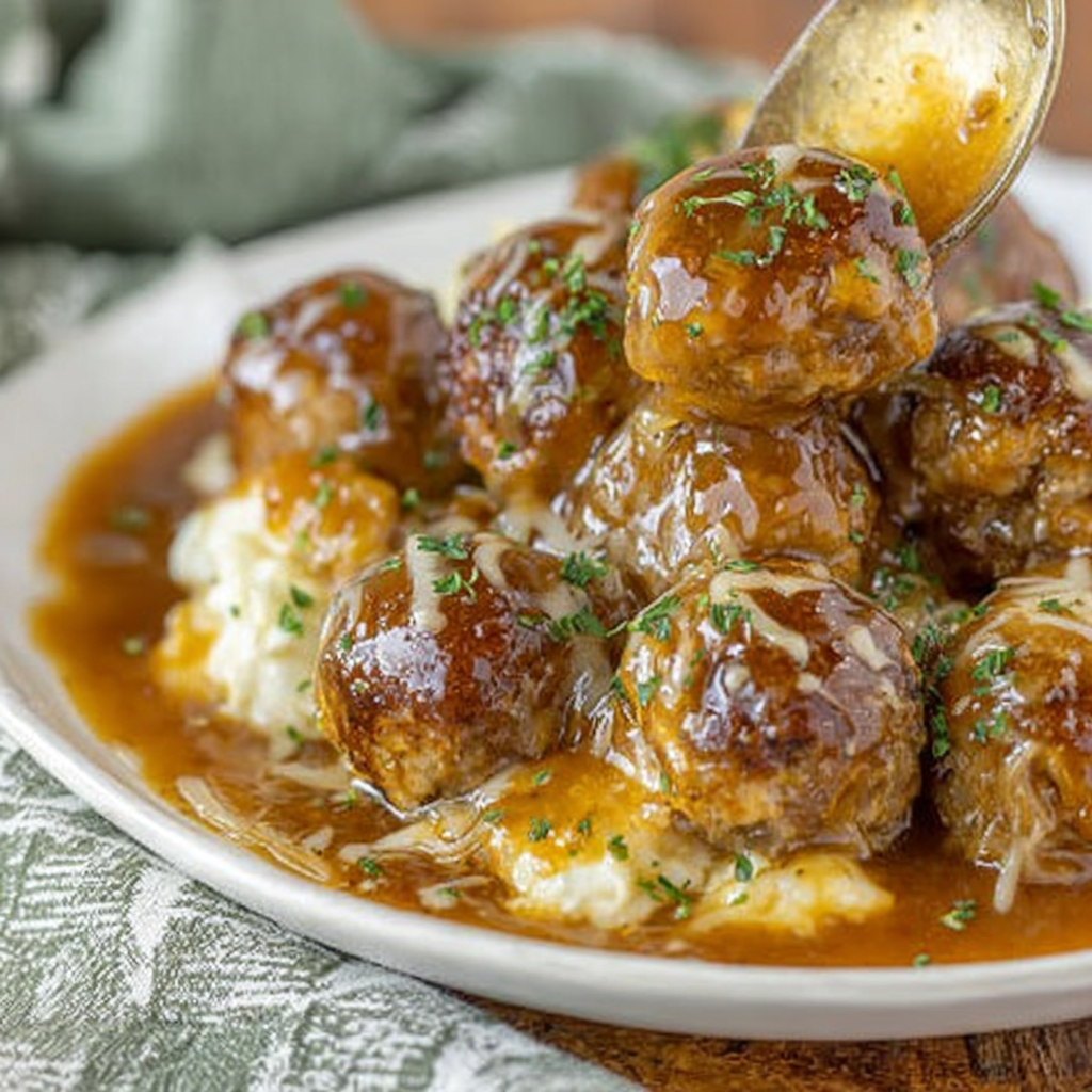 Crock Pot French Onion Meatballs