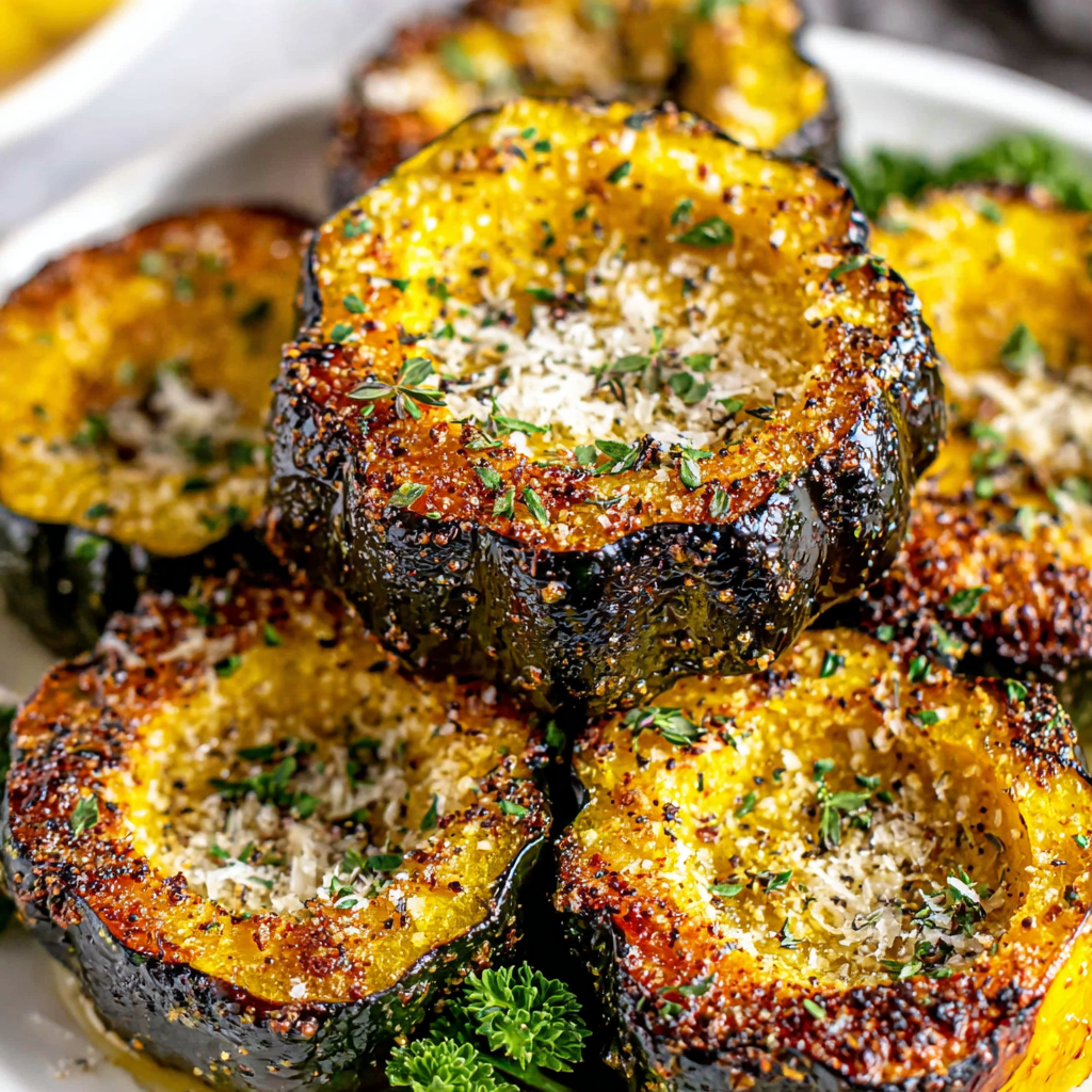 Classic Herb Roasted Acorn Squash with Parmesan