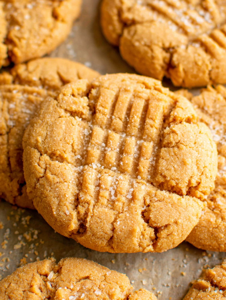 Stack of sugar-coated peanut butter cookies