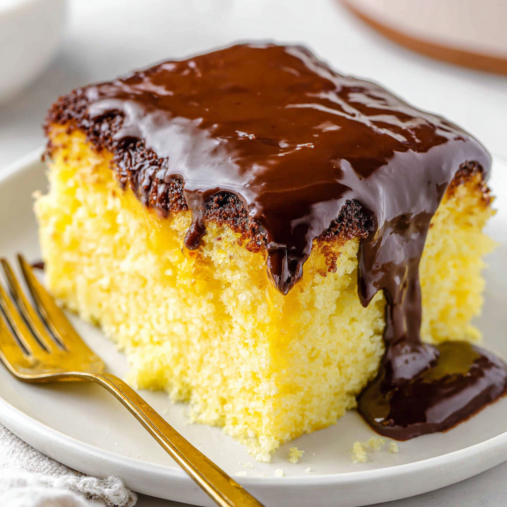 Boston Cream Poke Cake