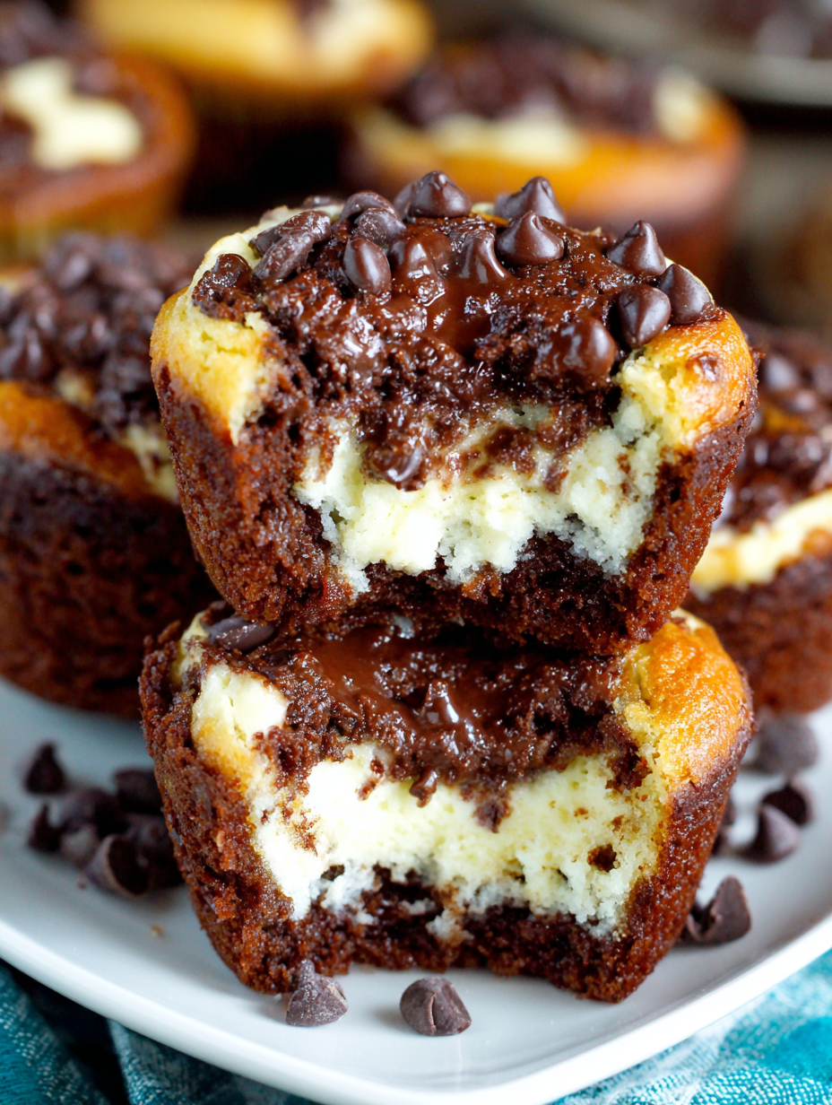 Cheesecake chocolate chip muffin split open