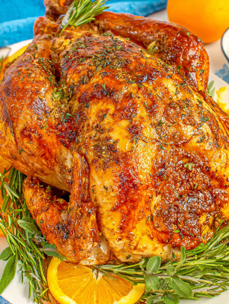 Roasted turkey on platter