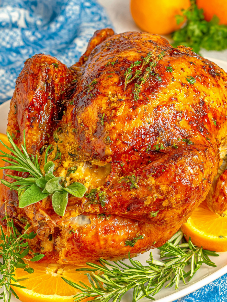 Turkey prep with herb butter