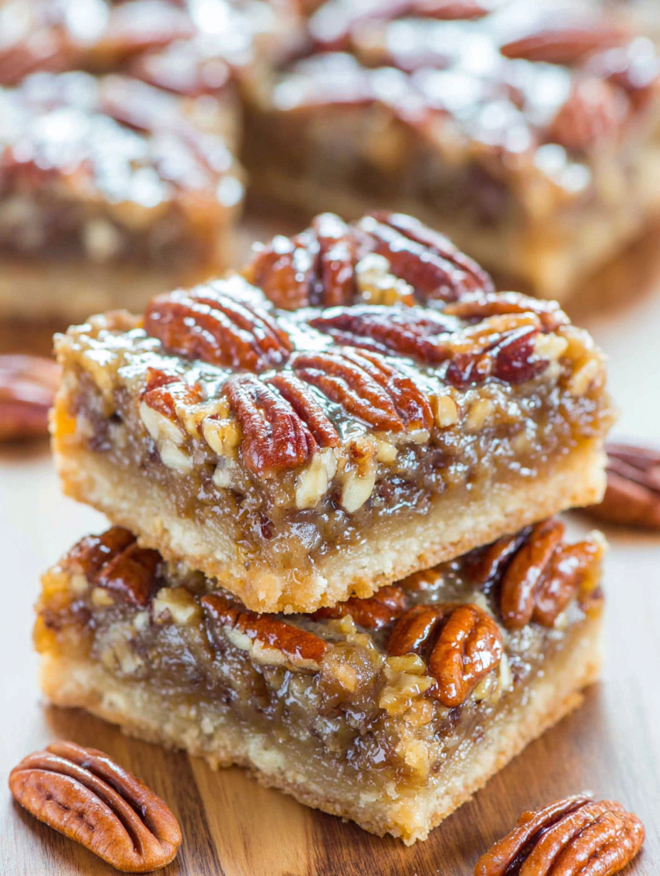 Salted Caramel Maple Pecan Bars drizzled with caramel