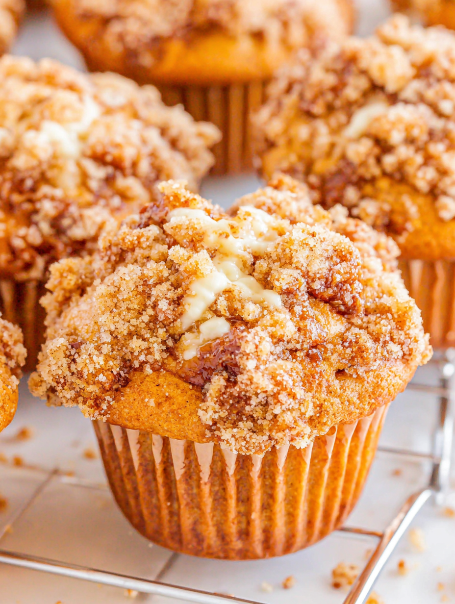 Close-up of muffin crumb and pecans