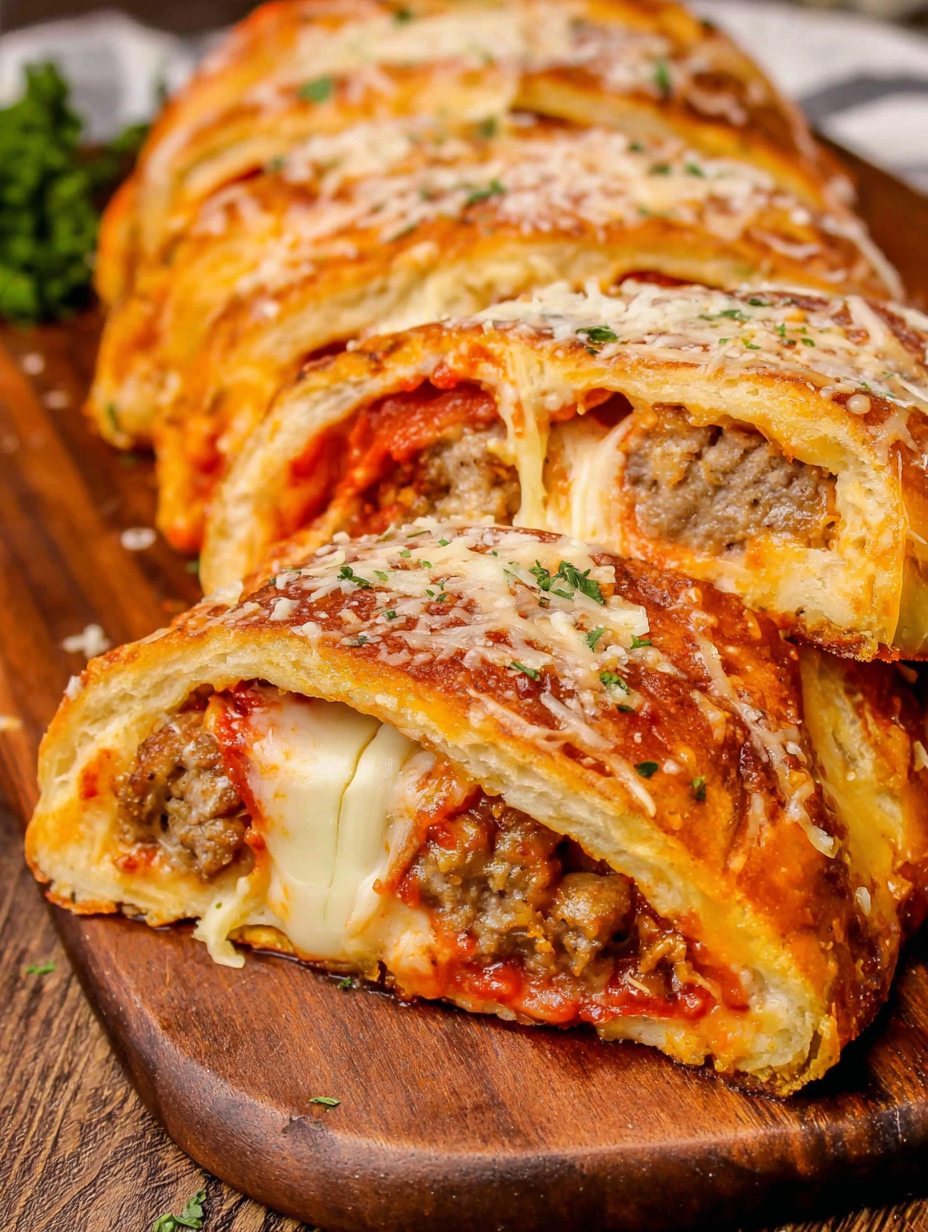 Sliced stromboli with dipping sauce