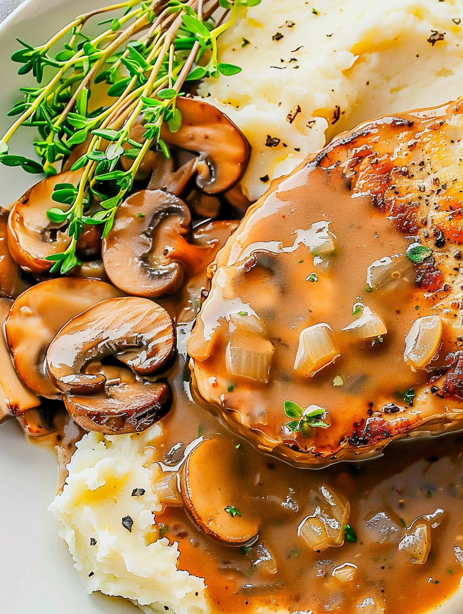 Finished mushroom gravy in a bowl