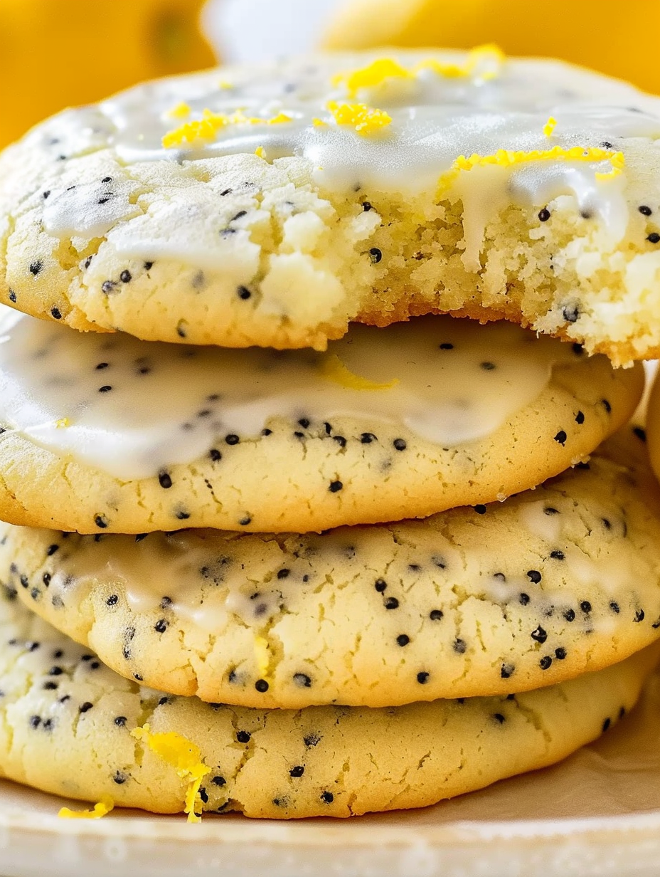Lemon poppy seed cookies on cooling rack