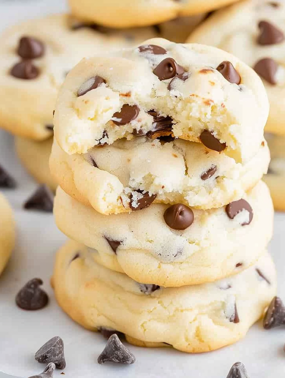 Close up of chocolate chip cheesecake cookie with extra chips on top