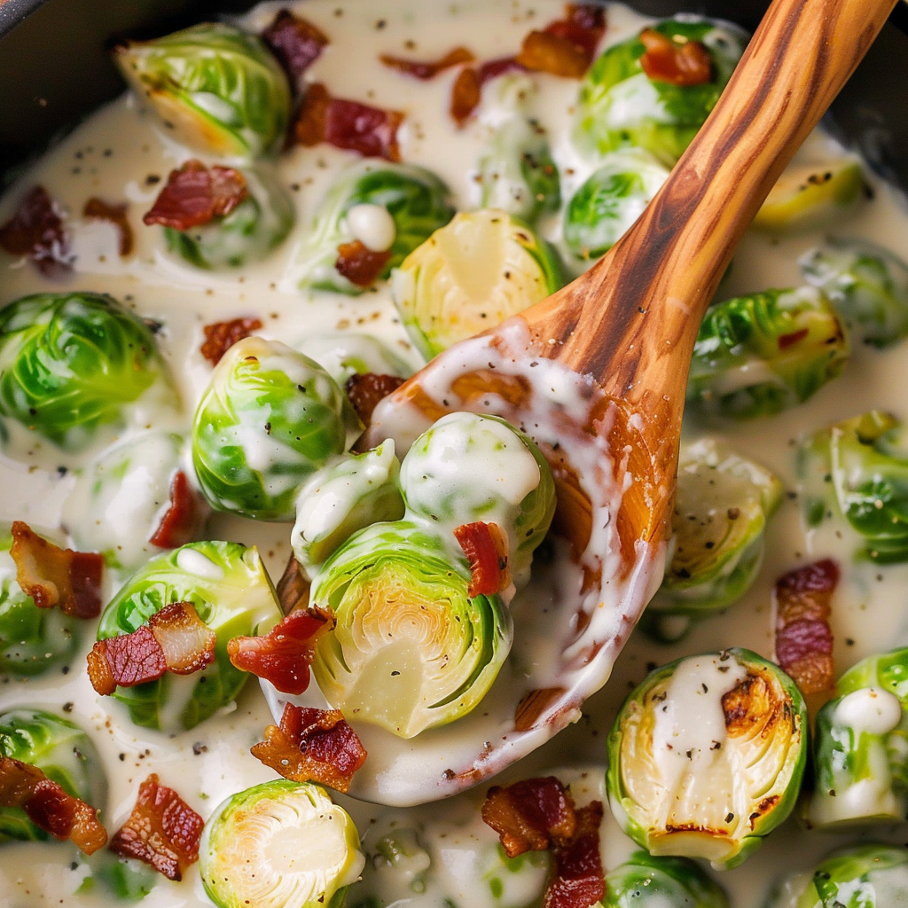 Brussels Sprouts in Alfredo Sauce