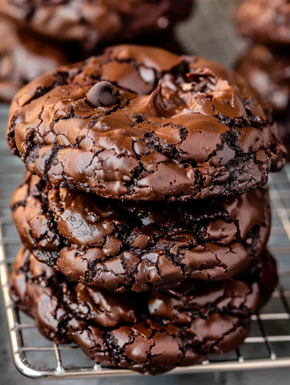 Flourless chocolate cookie fresh from oven