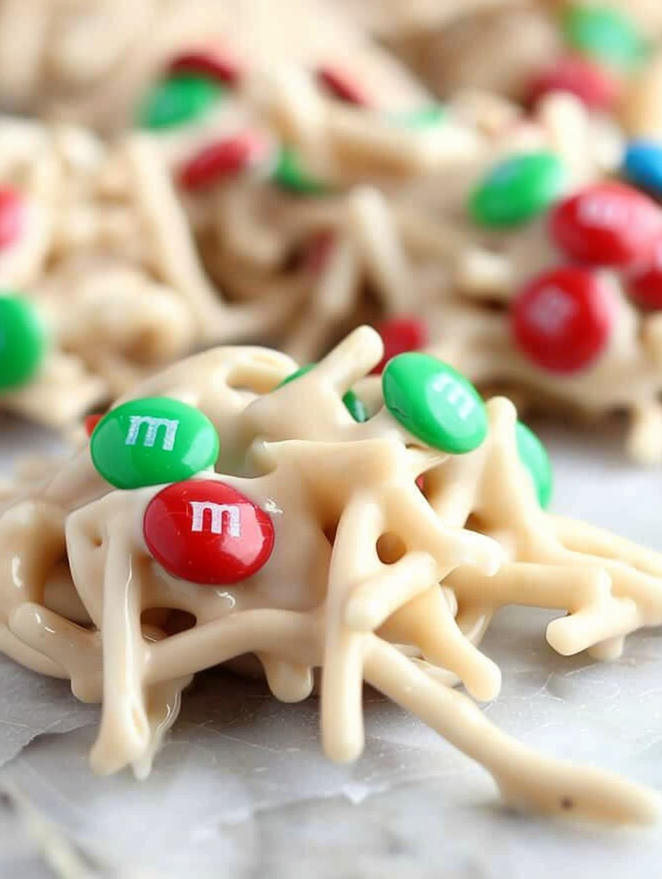 Holiday haystacks on parchment