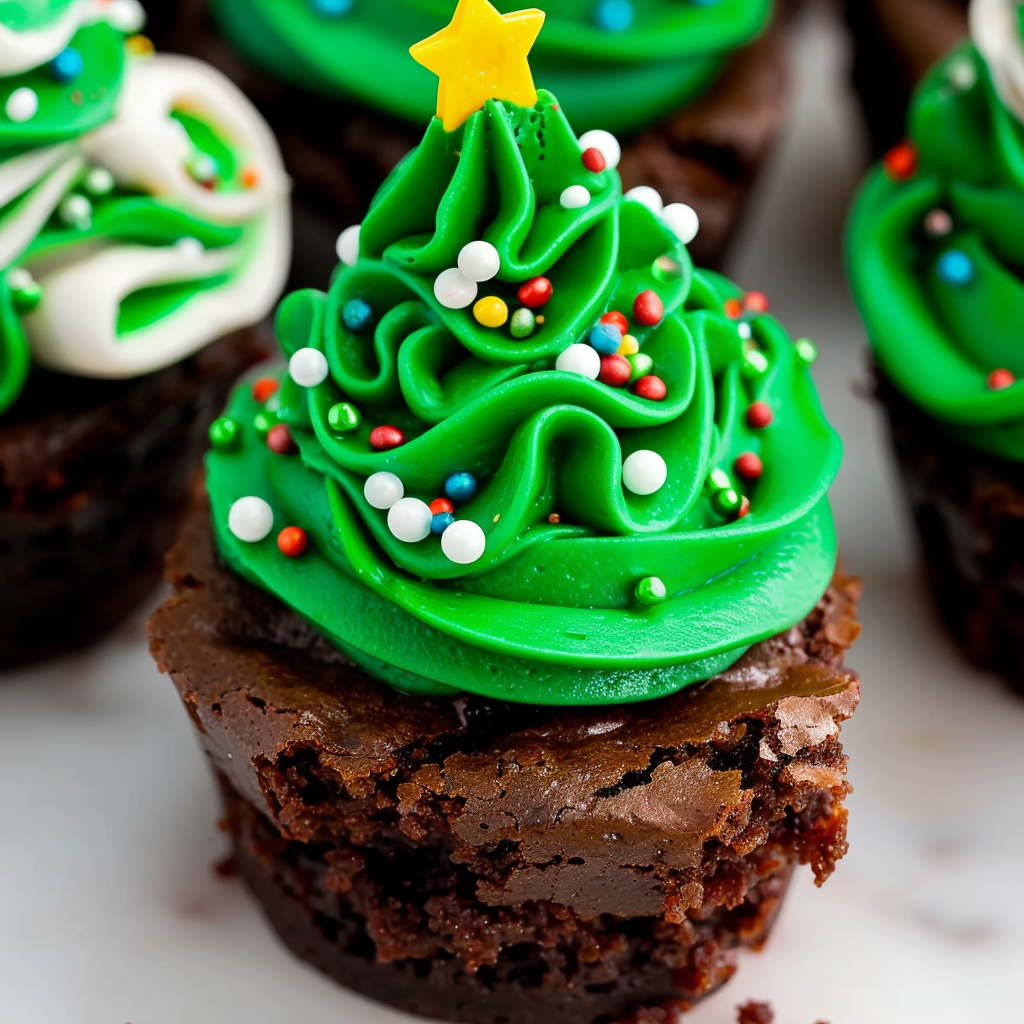 Christmas Tree Brownie Bites