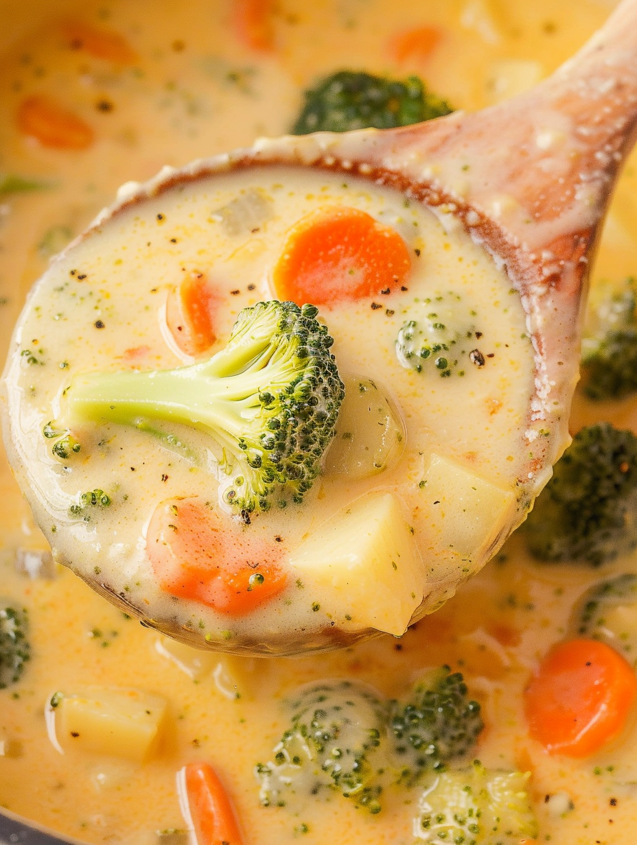 Creamy vegetable soup in a bowl with herbs