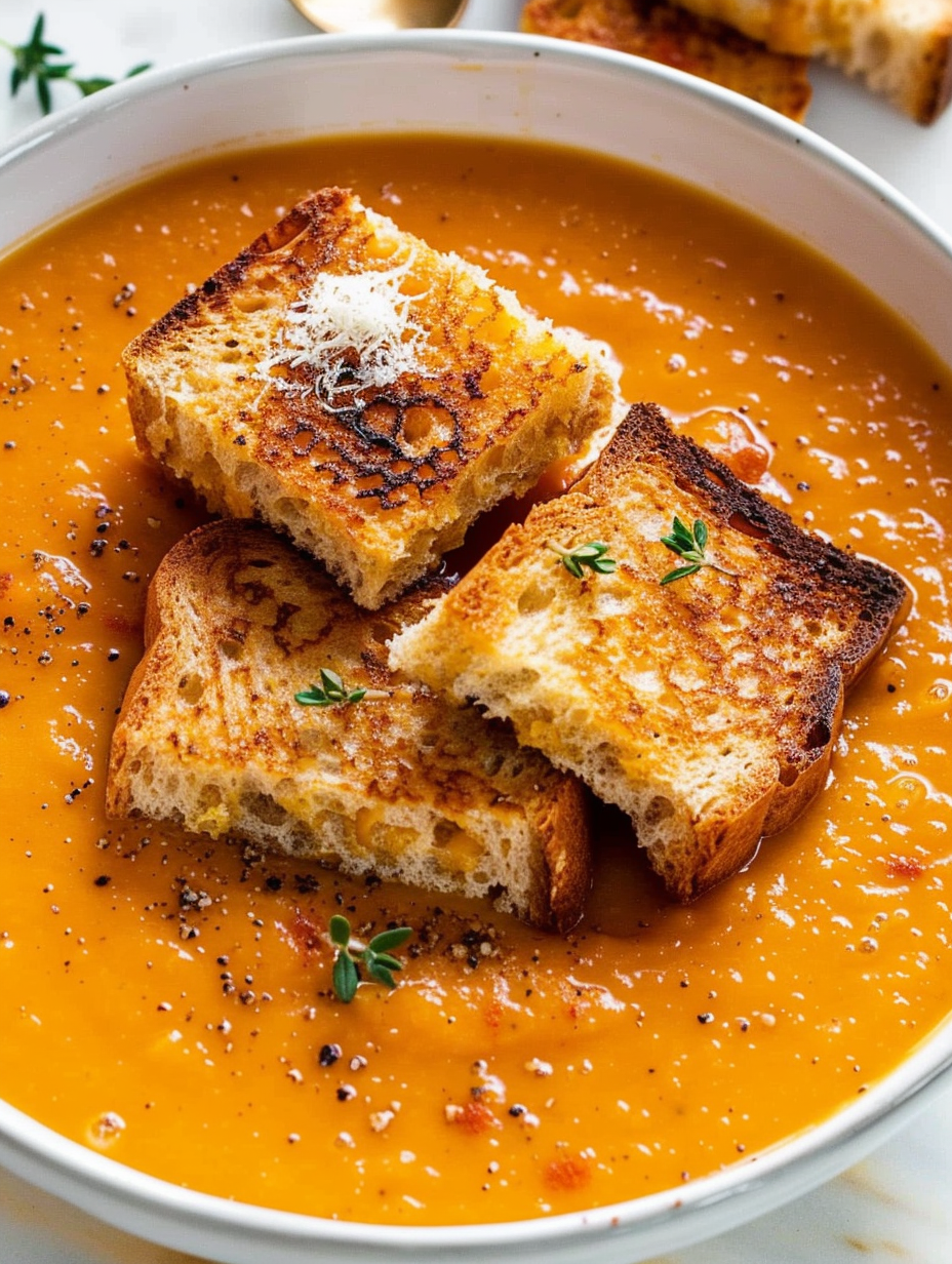 Sourdough grilled cheese being sliced into croutons